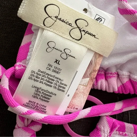 Jessica Simpson women’s electric pink zebra print two piece bikini - Picture 4 of 5